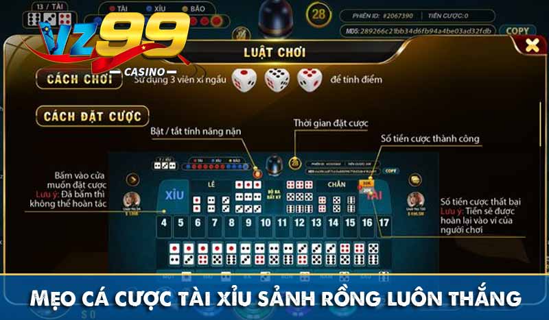 Tài Xỉu Sảnh Rồng – Hướng Cách chơi Mẹo chơi luôn thắng 6 Mẹo cá cược tài xỉu sảnh rồng luôn thắng
